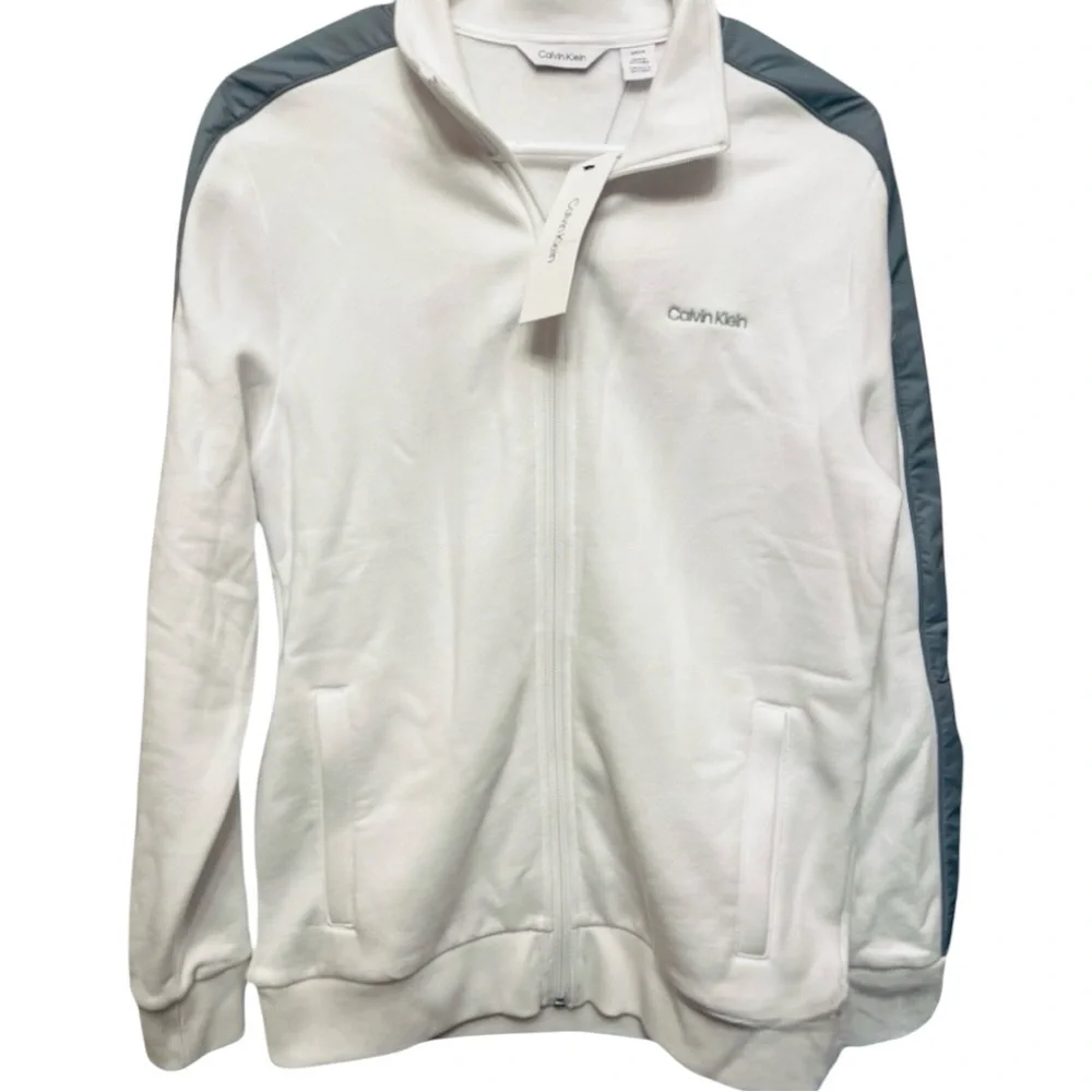 Calvin Klein Zip Up Jacket SM calvin klein ZipUp w/ Front Pockets WHITE & Gray
